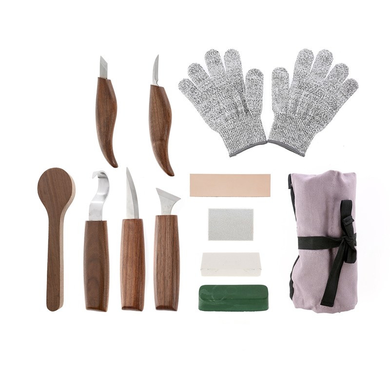 Wood Chisel Set - 12 Parça Ceviz Krom Vanadyum Çelik