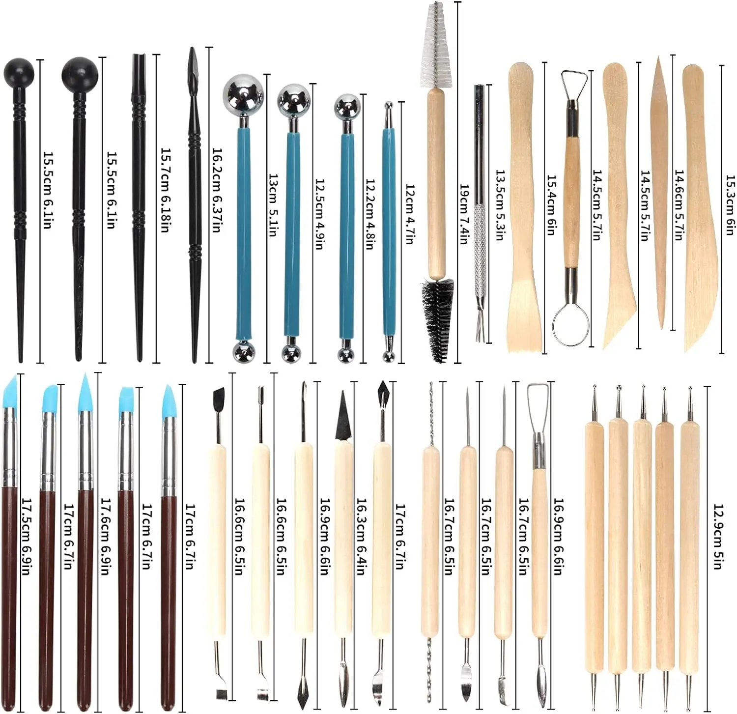 Wood Chisel Set - 8-61PCS Çömlekçilik Alet Seti - Sanat