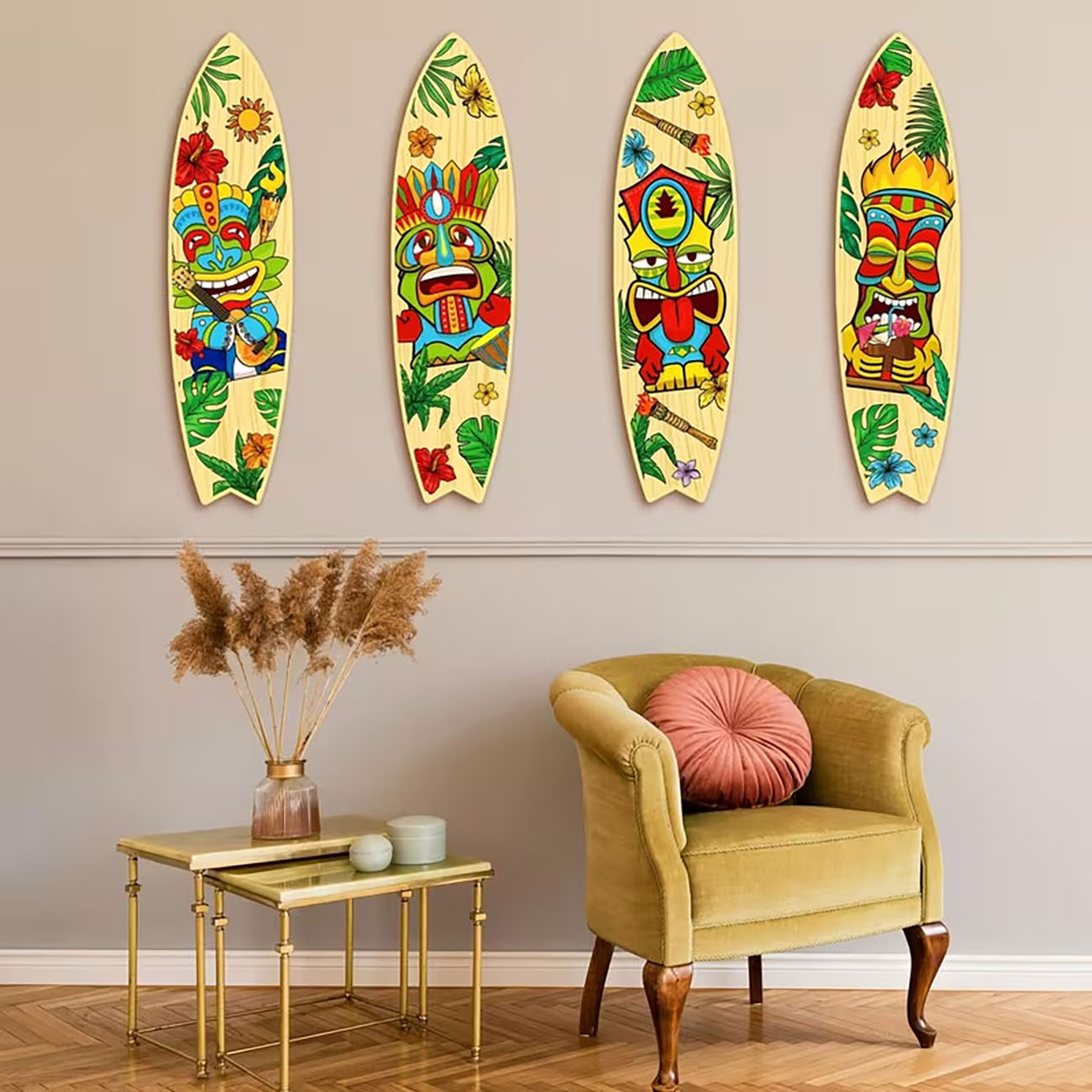 4 Adet Tiki Maskesi Sörf Tahta - Xfasten Woodworking Tape incelemesi ve fiyatı